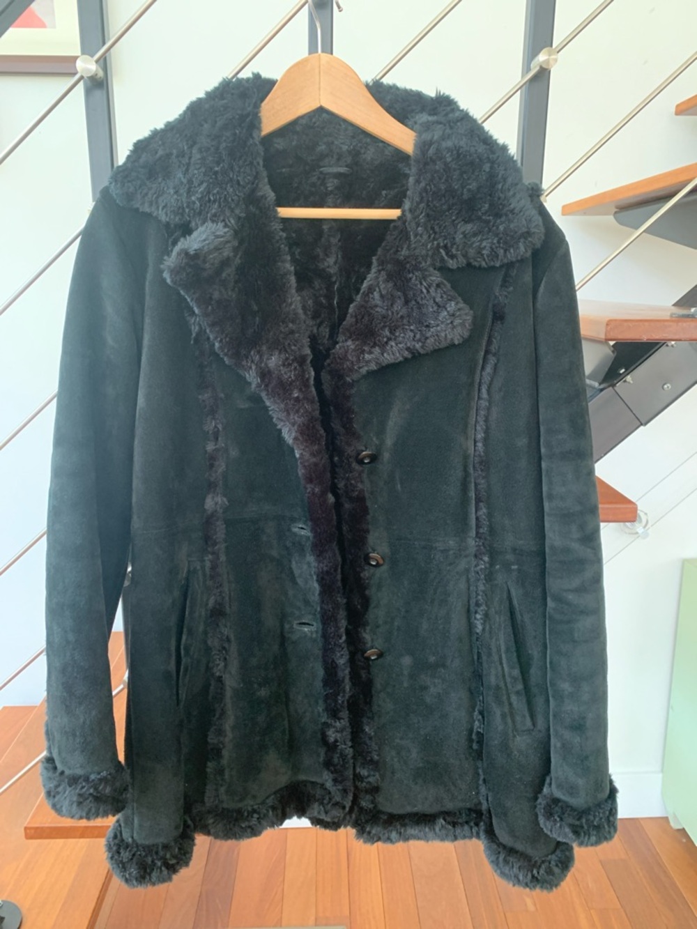 Wilsons Leather Black Faux Shearling Teddy Coat